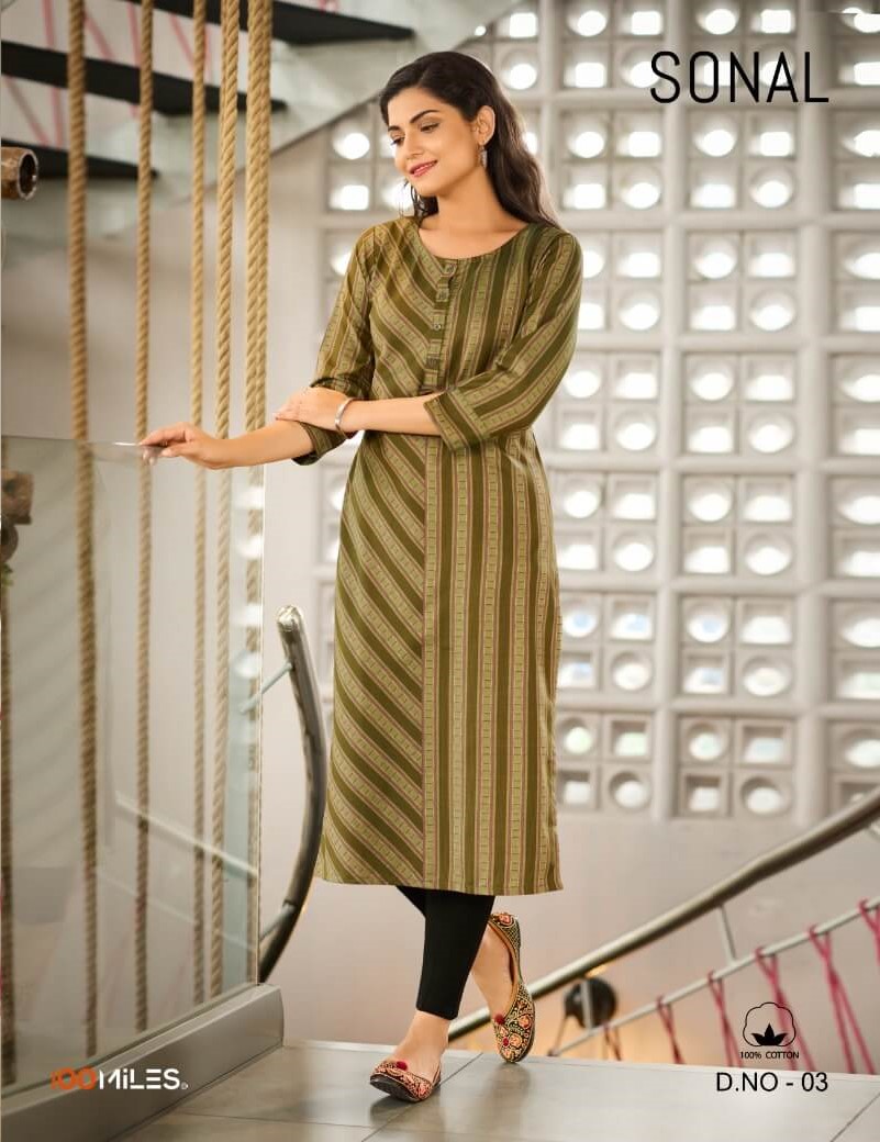 100 Miles Sonal Blended Cotton Kurtis collection 3