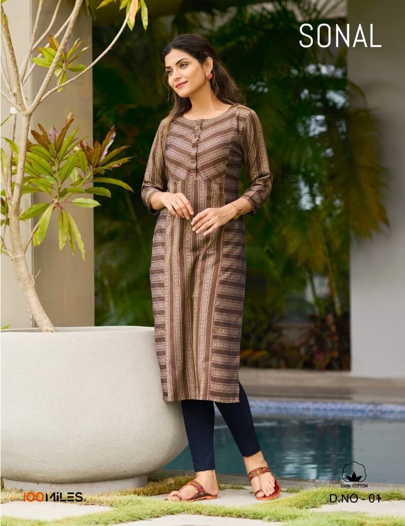100 Miles Sonal Blended Cotton Kurtis collection 5