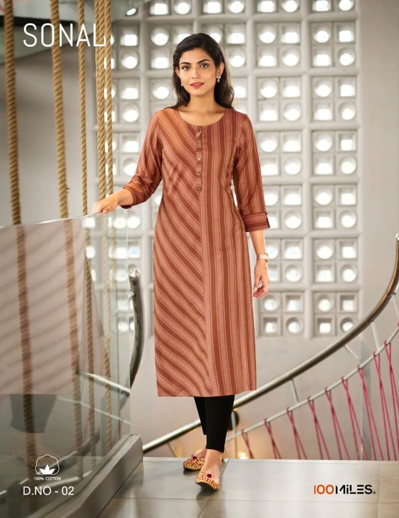 100 Miles Sonal Blended Cotton Kurtis collection 4