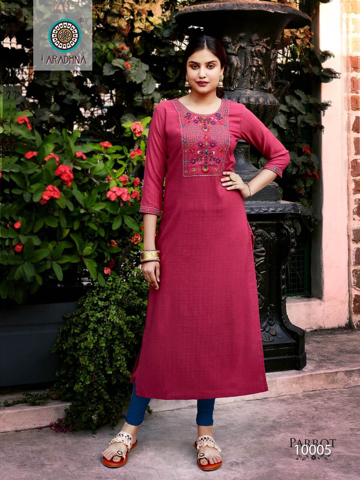 Aradhna Parrot vol 10 Straight Cut Kurti Catalog collection 3