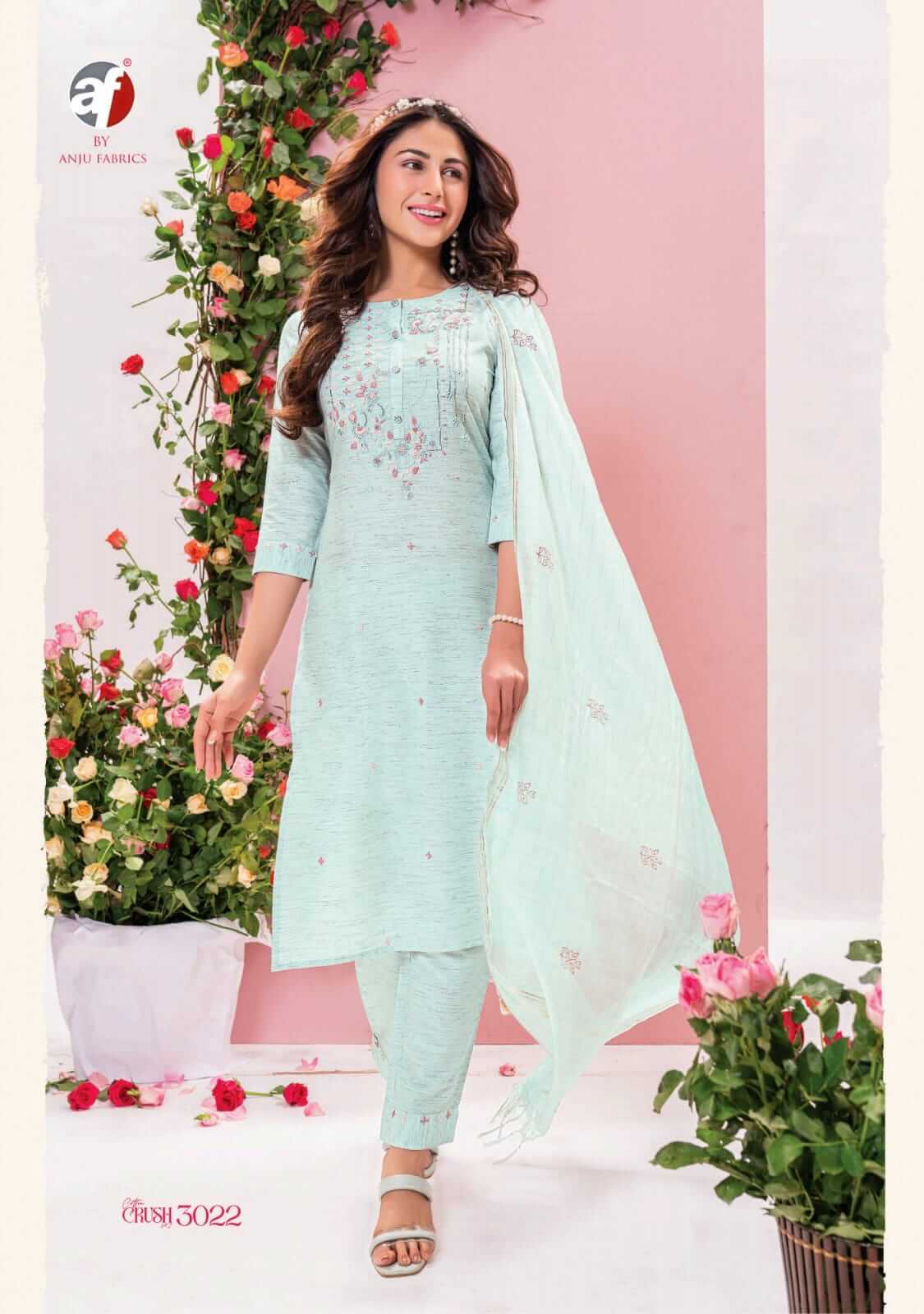 Anju Fabrics Cotton Crush vol 2 Designer Kurti Pant Dupatta collection 7