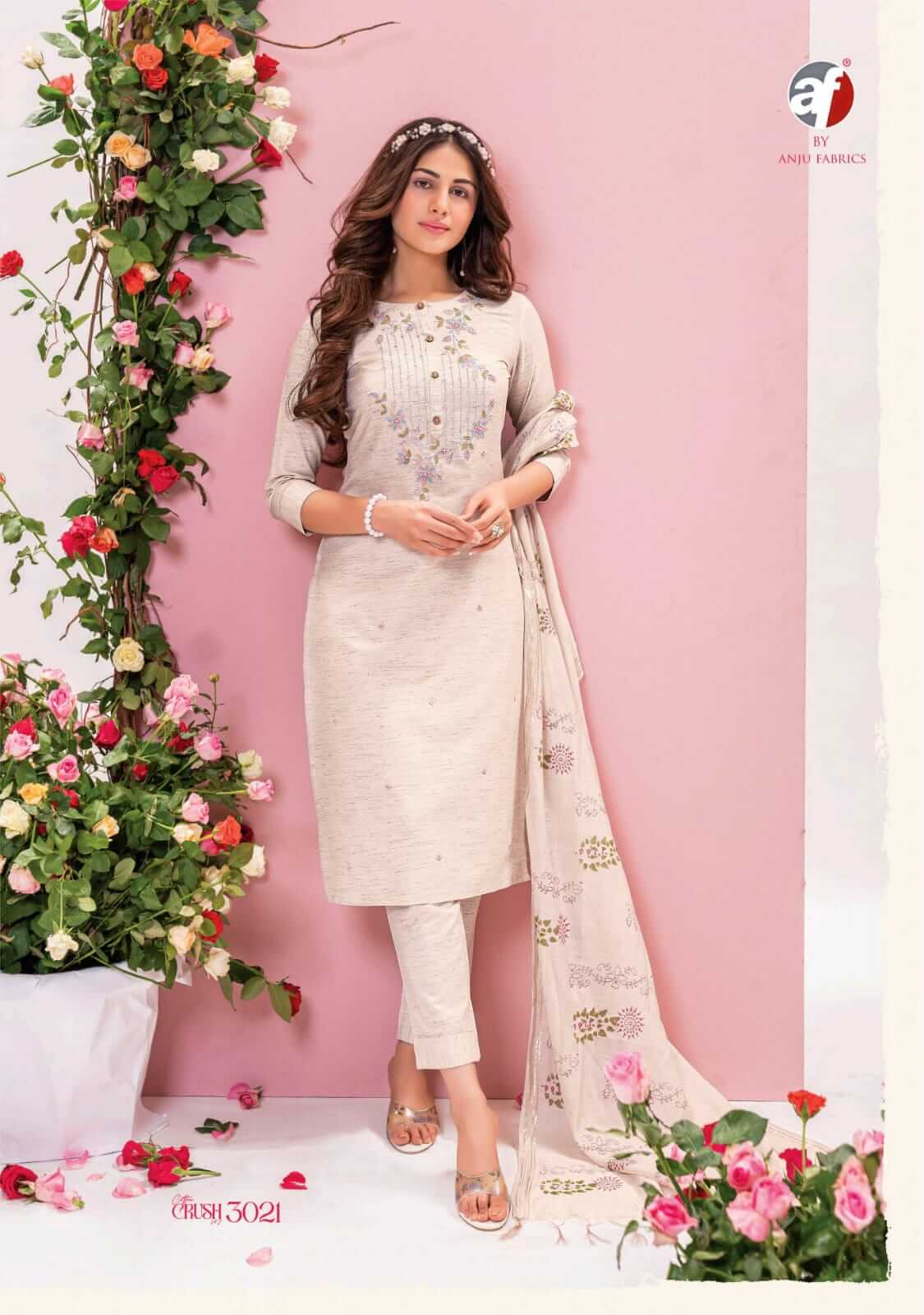 Anju Fabrics Cotton Crush vol 2 Designer Kurti Pant Dupatta collection 8