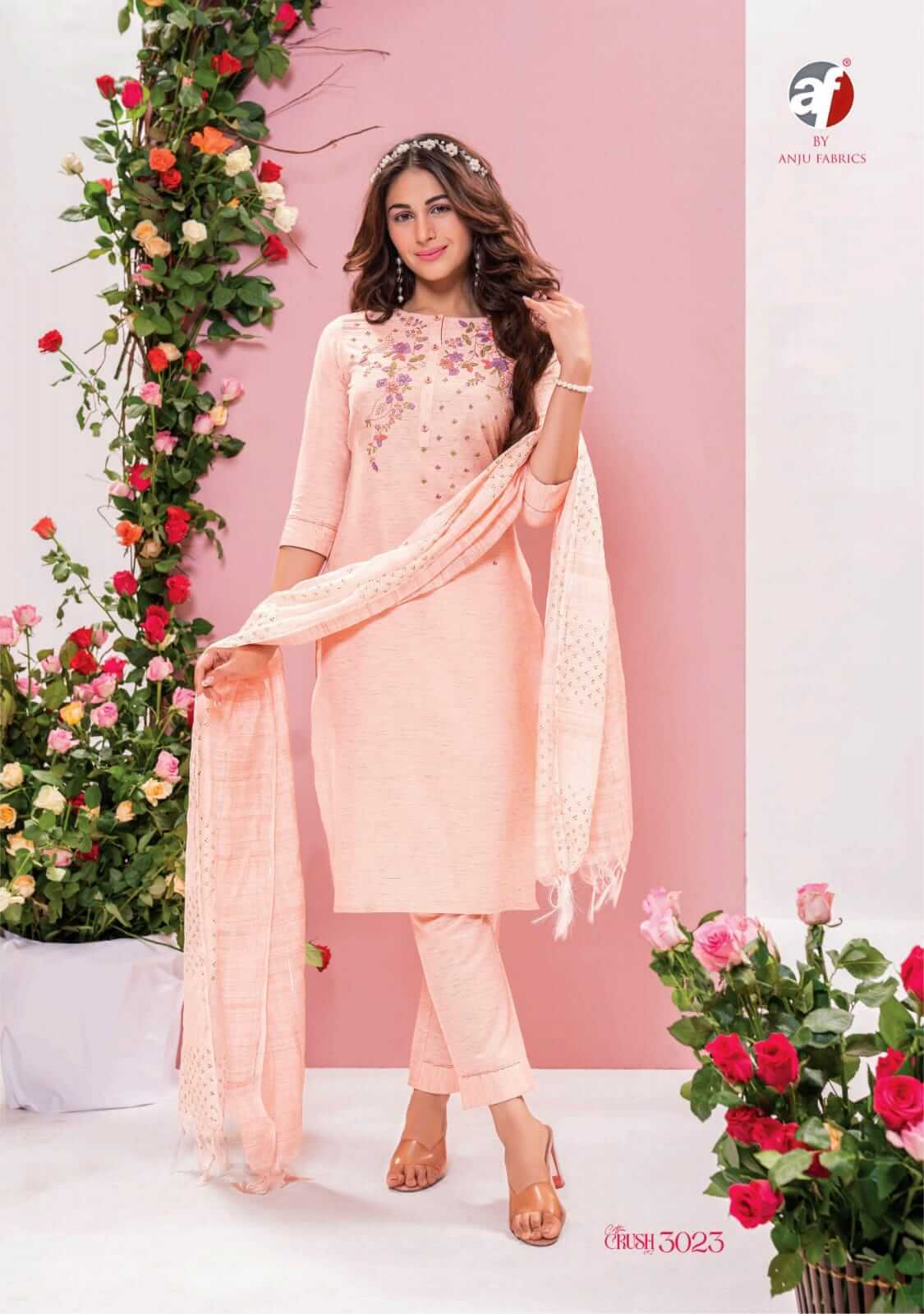 Anju Fabrics Cotton Crush vol 2 Designer Kurti Pant Dupatta collection 5