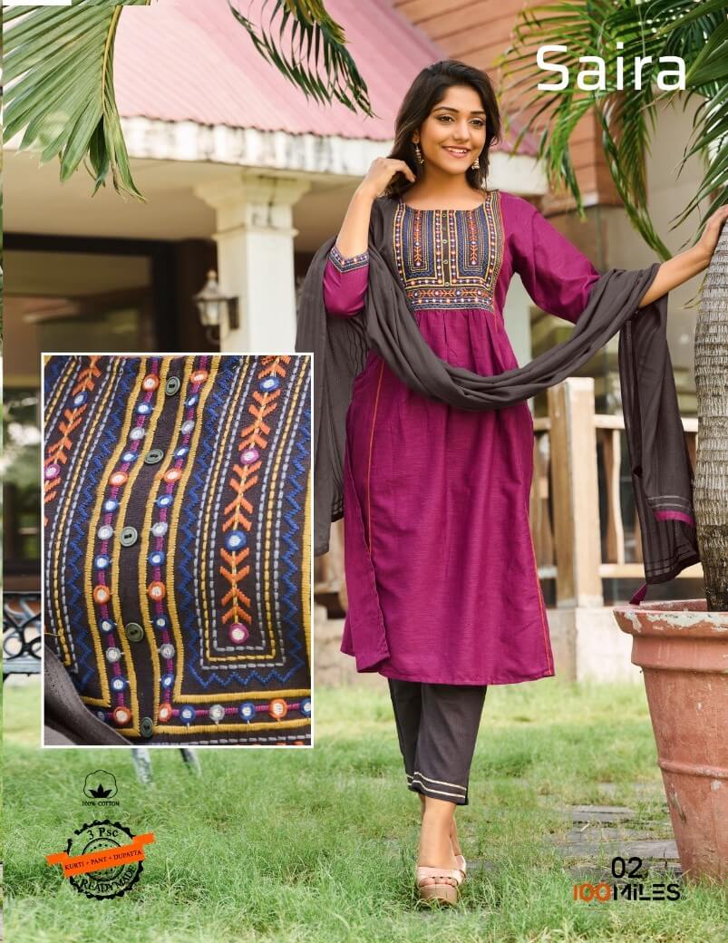 100 Miles Saira Kurti with Pant and Dupatta Catalog collection 4