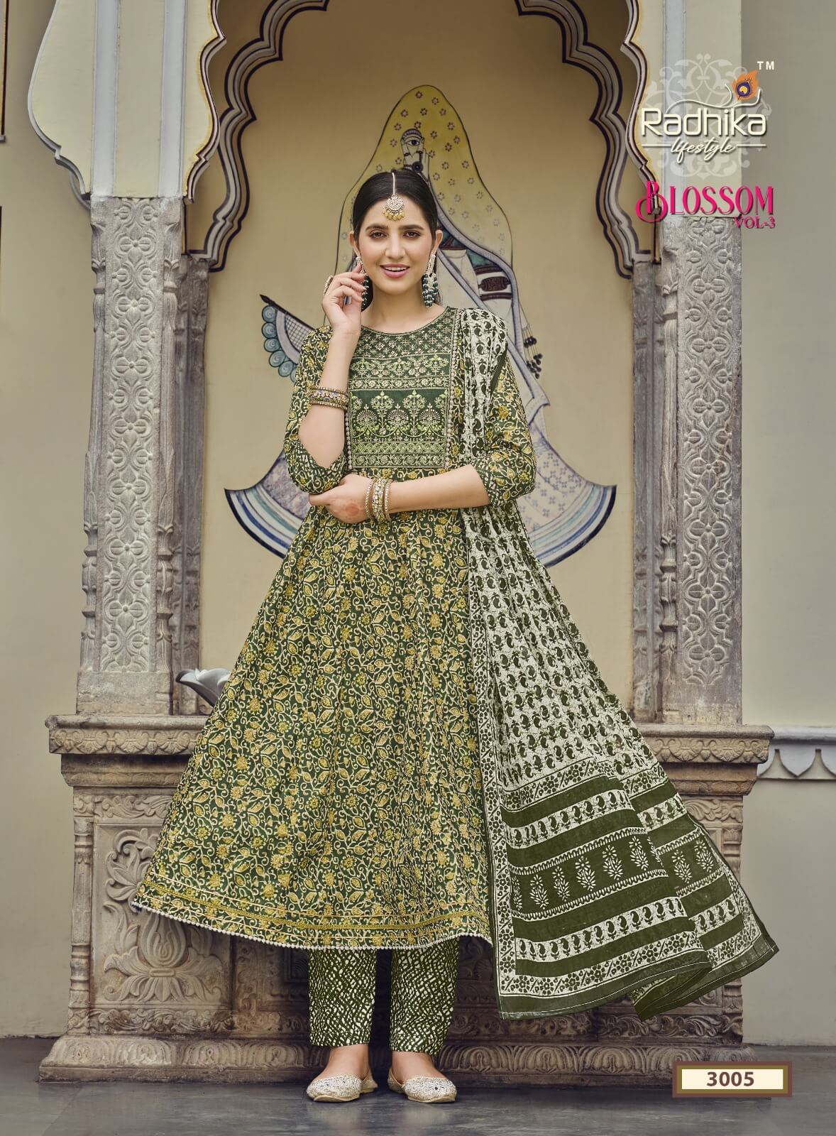 Radhika Lifestyle Blossom vol 3 Kurti with Pant and Dupatta collection 4