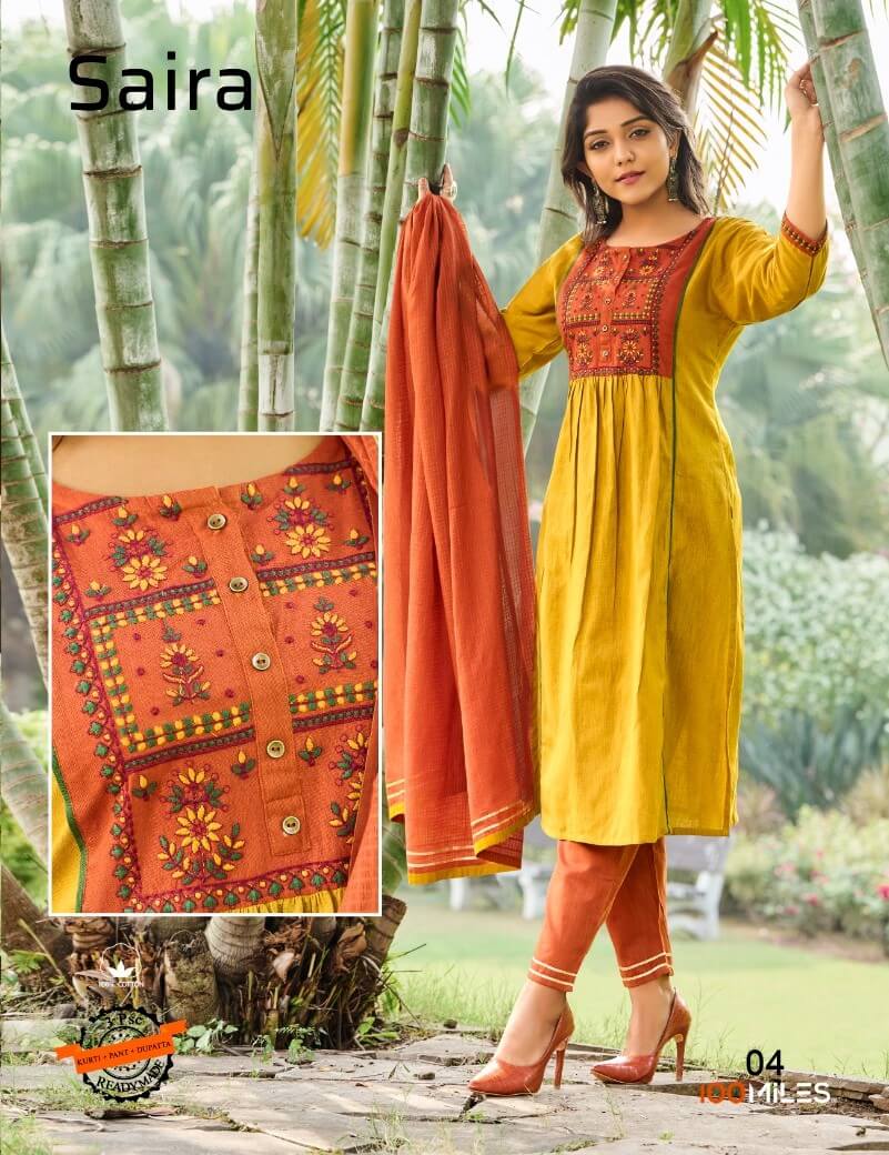 100 Miles Saira Kurti with Pant and Dupatta Catalog collection 2