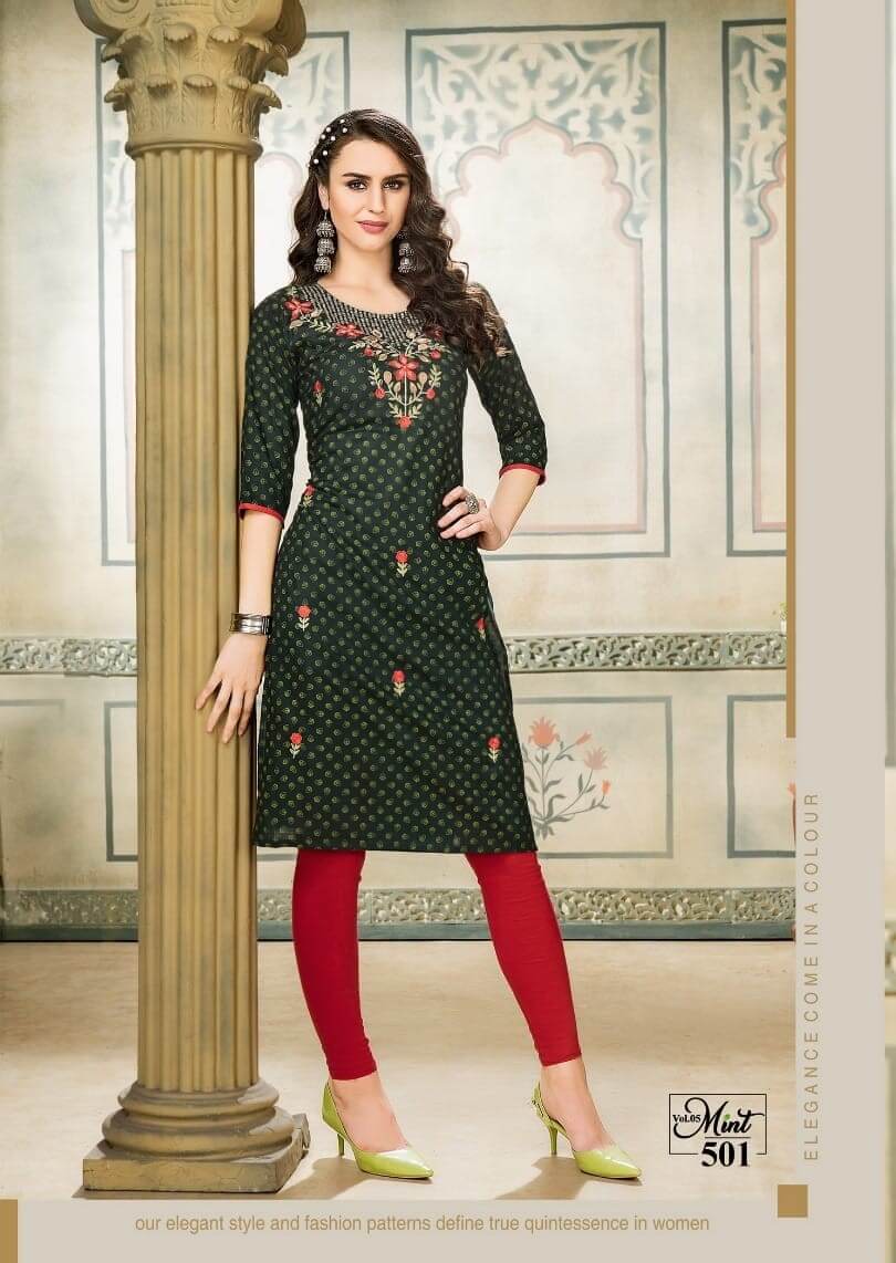 Kinti Mint vol 5 Straight Cut Kurti Catalog collection 5