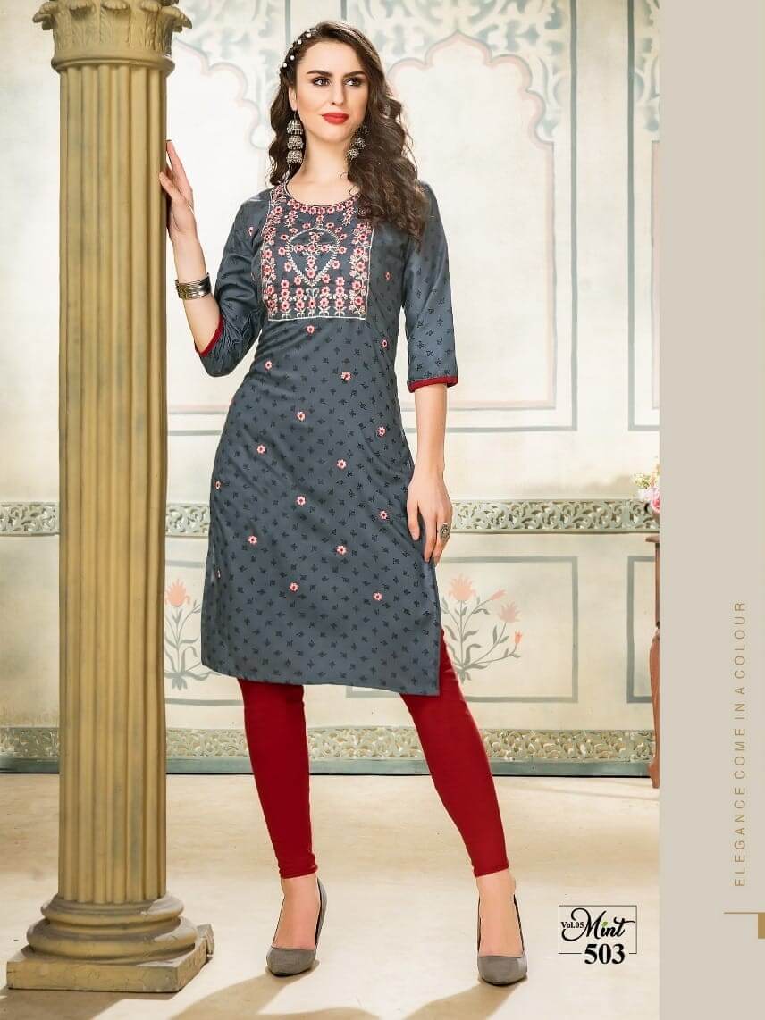 Kinti Mint vol 5 Straight Cut Kurti Catalog collection 1