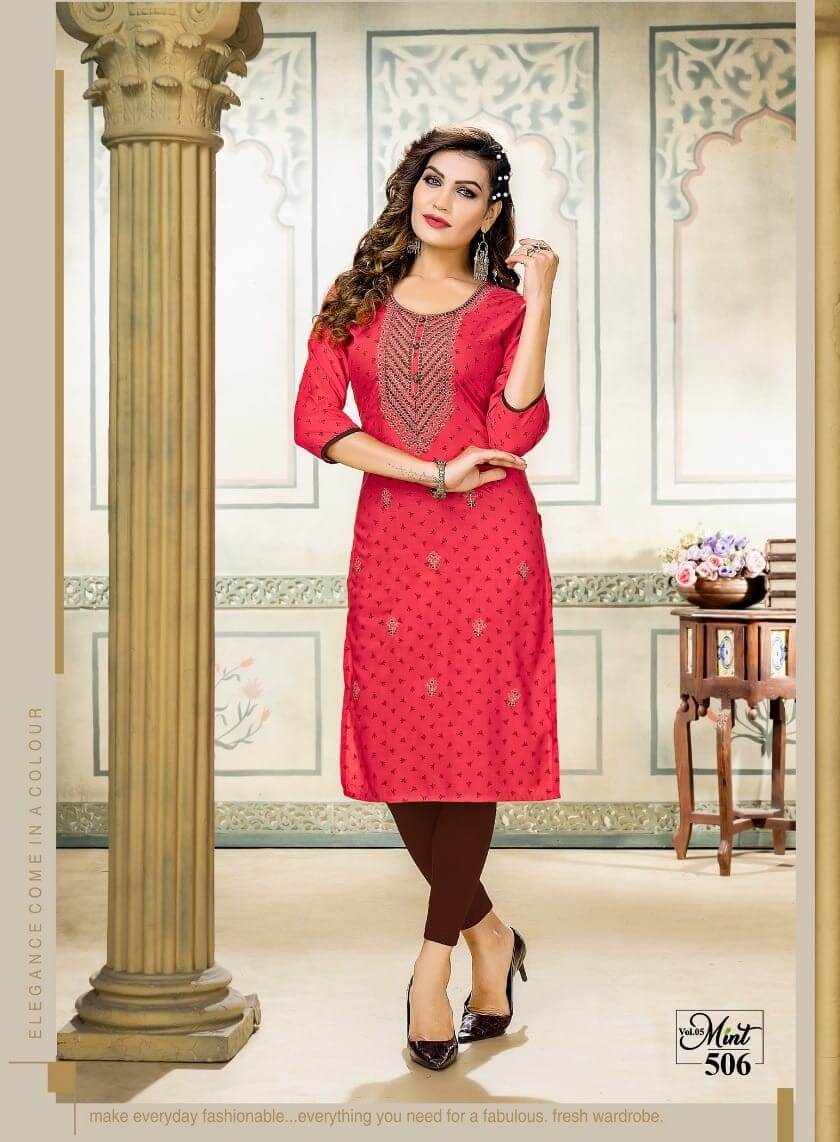 Kinti Mint vol 5 Straight Cut Kurti Catalog collection 9