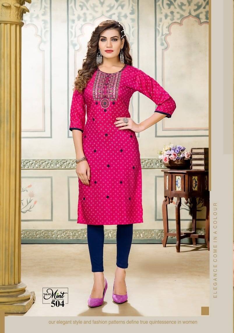 Kinti Mint vol 5 Straight Cut Kurti Catalog collection 6