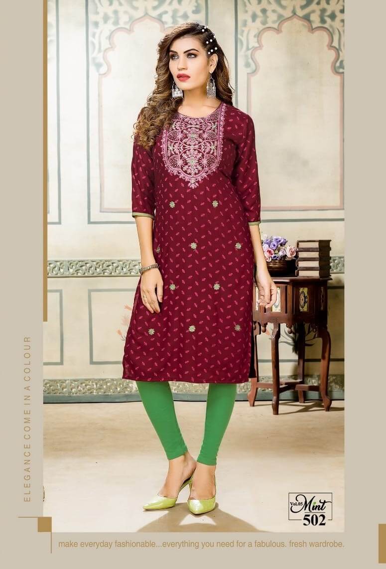 Kinti Mint vol 5 Straight Cut Kurti Catalog collection 7