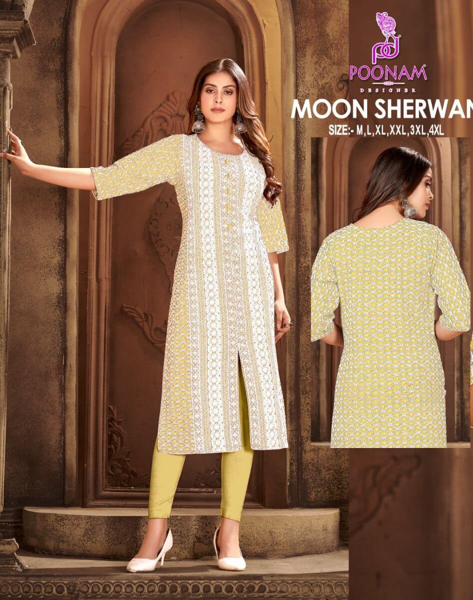 Poonam Moon Sherwani Lucknowi Work Kurti Catalog collection 5