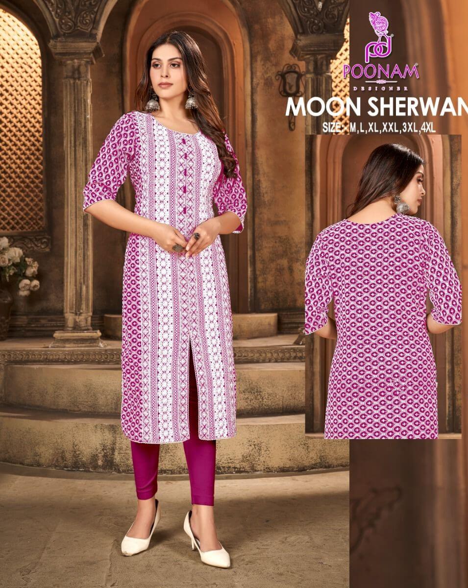 Poonam Moon Sherwani Lucknowi Work Kurti Catalog collection 8