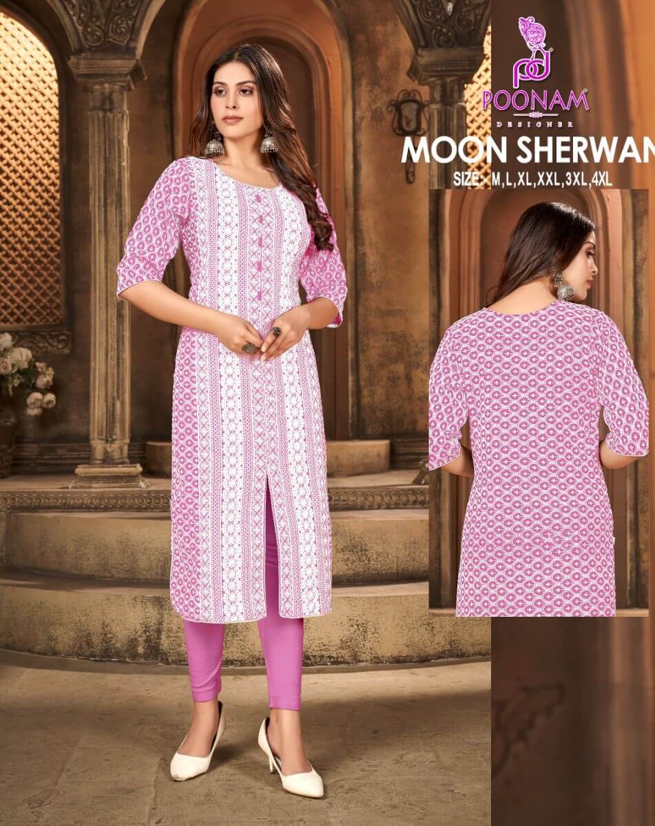 Poonam Moon Sherwani Lucknowi Work Kurti Catalog collection 7