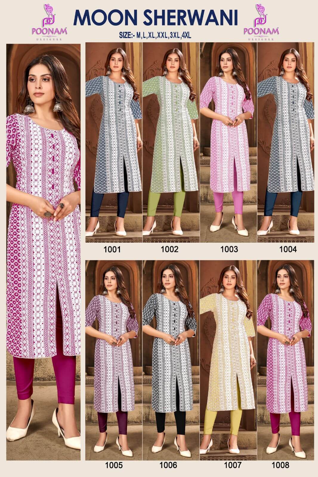 Poonam Moon Sherwani Lucknowi Work Kurti Catalog collection 10