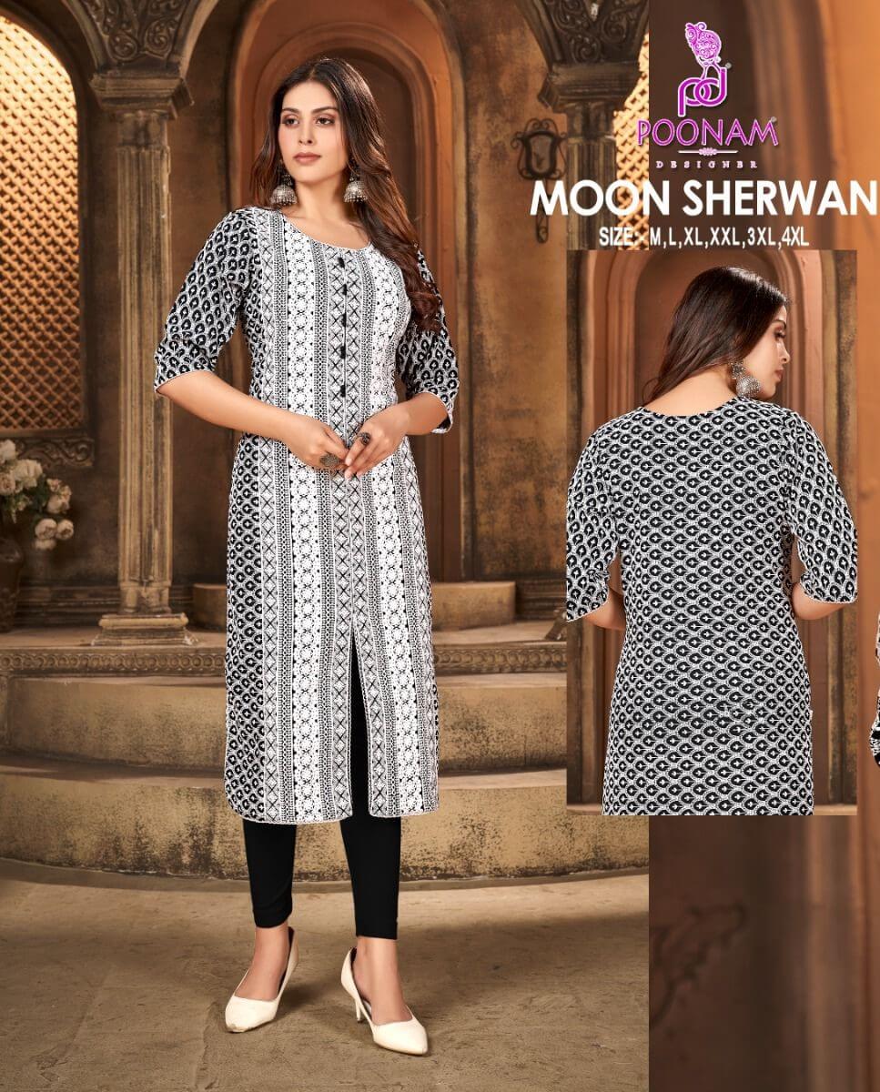 Poonam Moon Sherwani Lucknowi Work Kurti Catalog collection 9