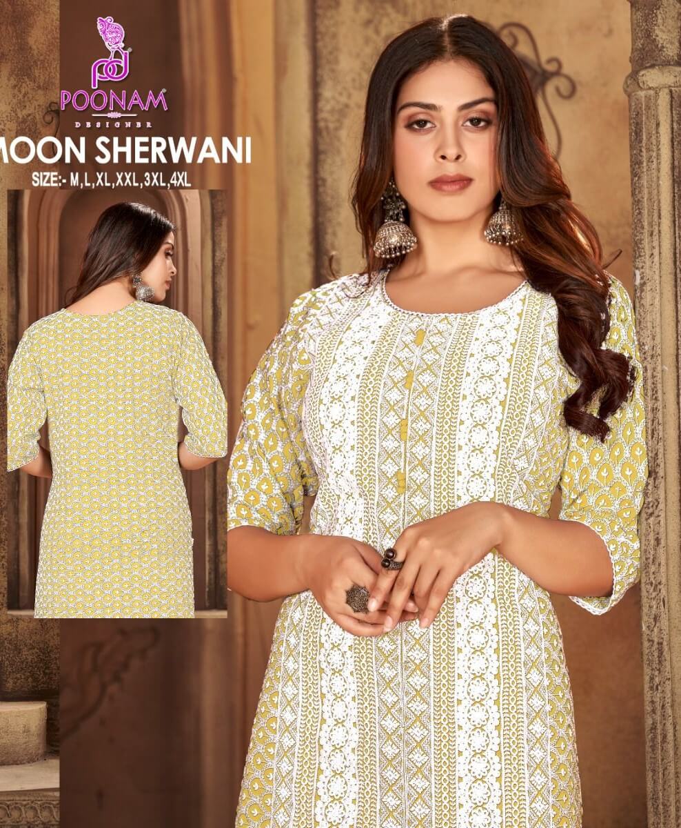 Poonam Moon Sherwani Lucknowi Work Kurti Catalog collection 4