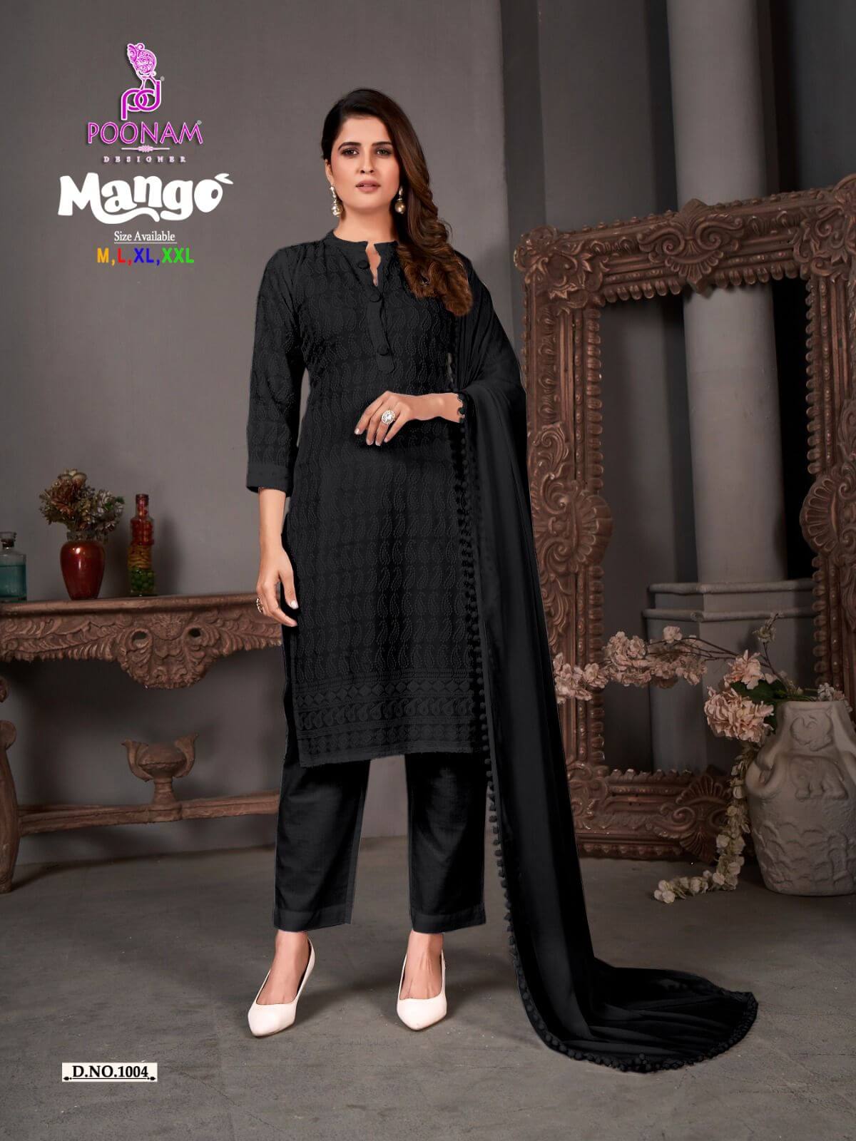 Poonam Mango Lucknowi Work Kurti with Pant and Dupatta Catalog collection 7