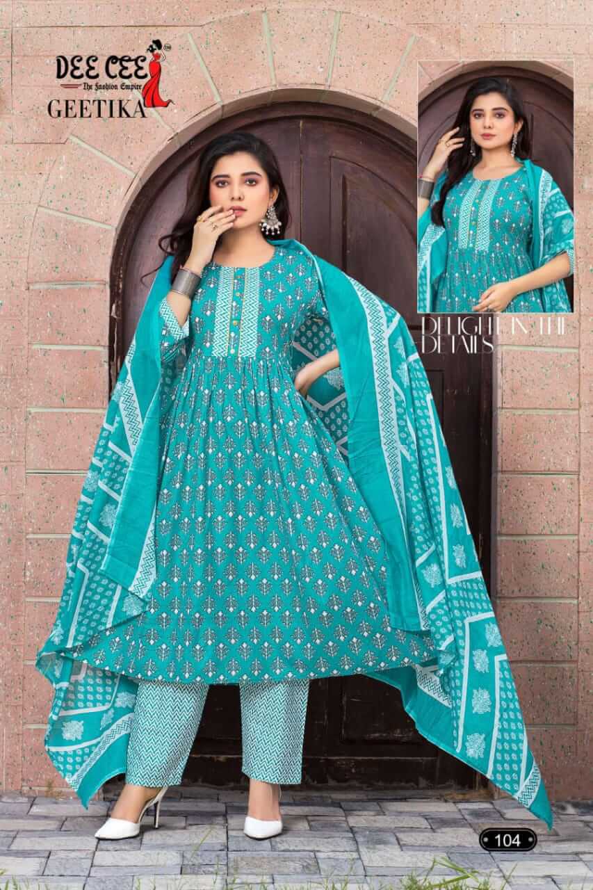 Dee Cee Geetika A Line Kurti with Pant and Dupatta Catalog collection 8