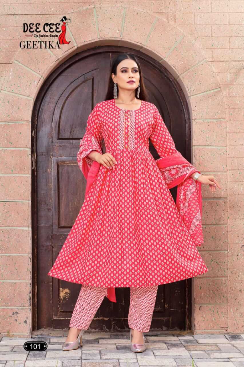 Dee Cee Geetika A Line Kurti with Pant and Dupatta Catalog collection 4
