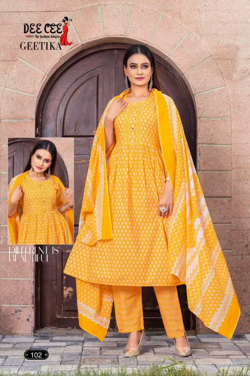 Dee Cee Geetika A Line Kurti with Pant and Dupatta Catalog collection 6