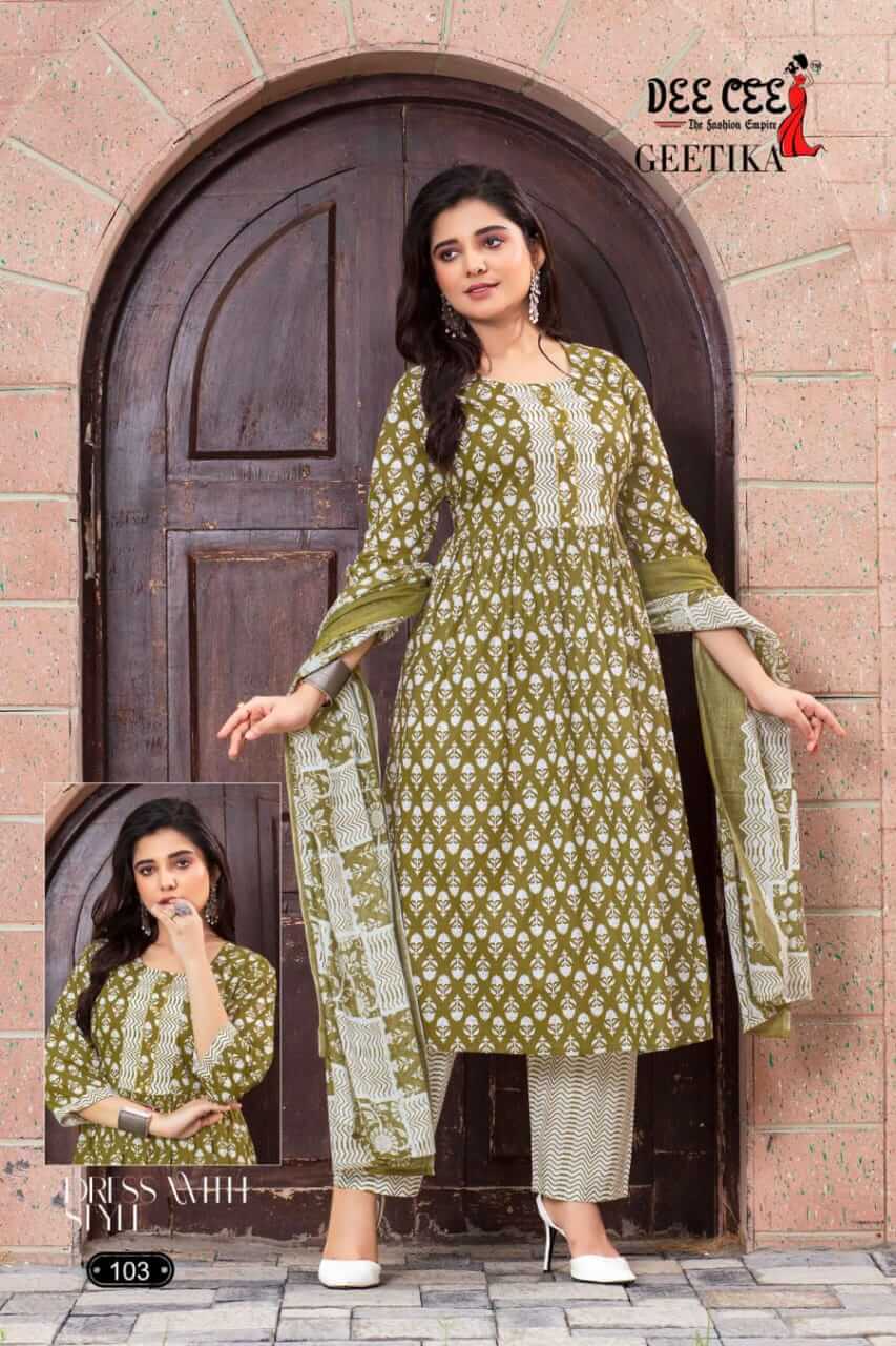 Dee Cee Geetika A Line Kurti with Pant and Dupatta Catalog collection 1