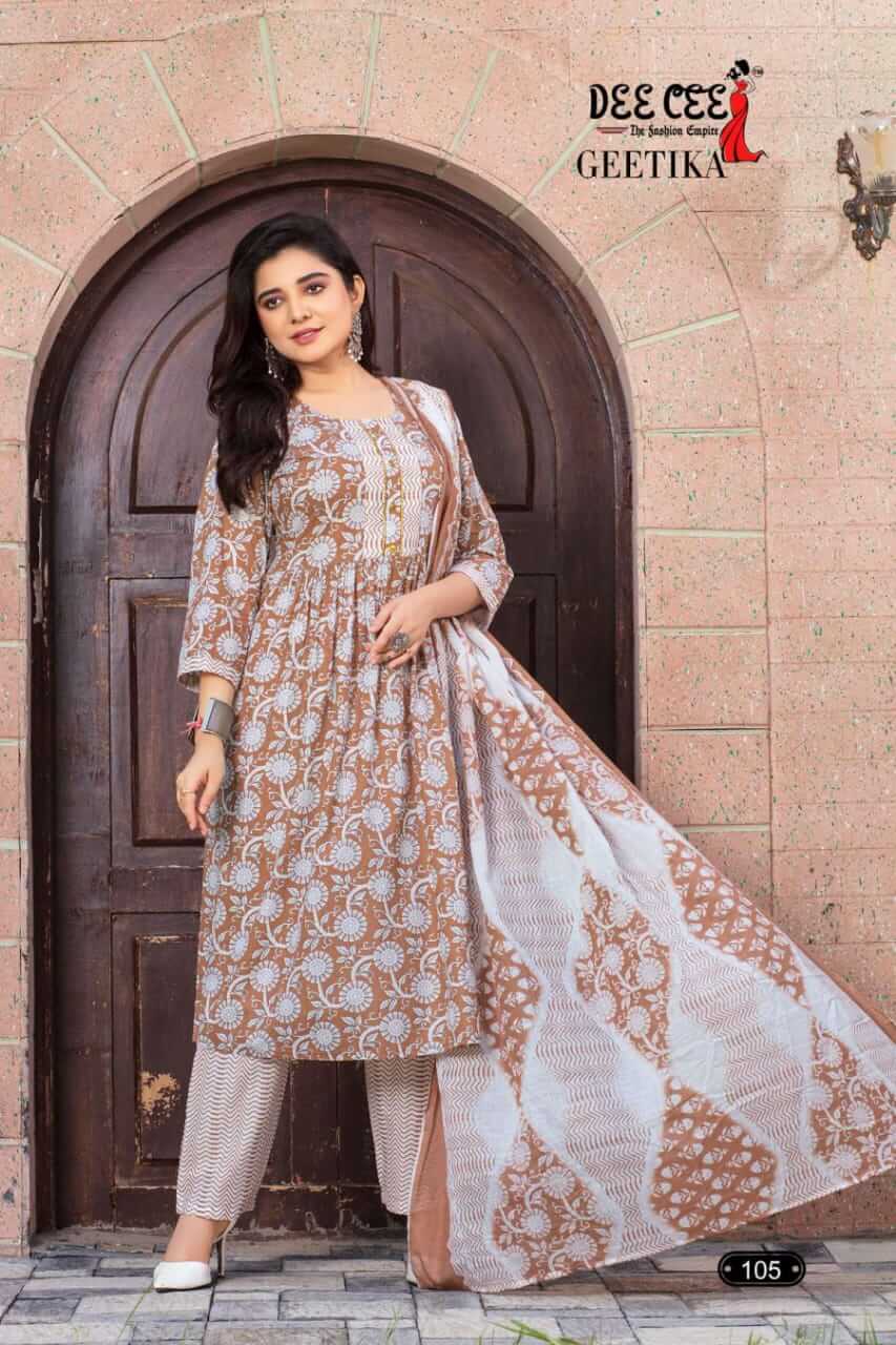 Dee Cee Geetika A Line Kurti with Pant and Dupatta Catalog collection 3