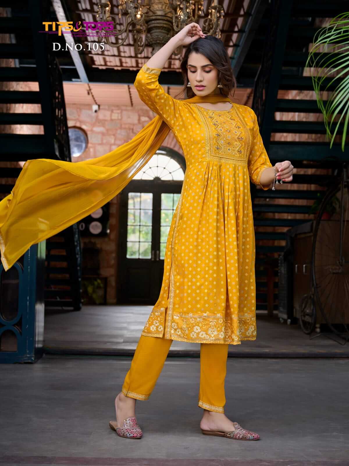 Tips Tops Label Naira Cut Kurti with Pant and Dupatta collection 5