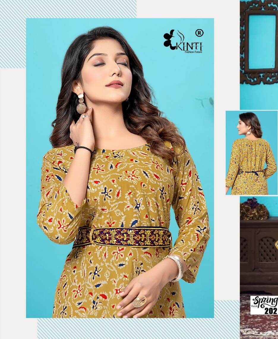 Kinti Spring vol 2 Rayon Umbrella Cut Kurti Catalog collection 4