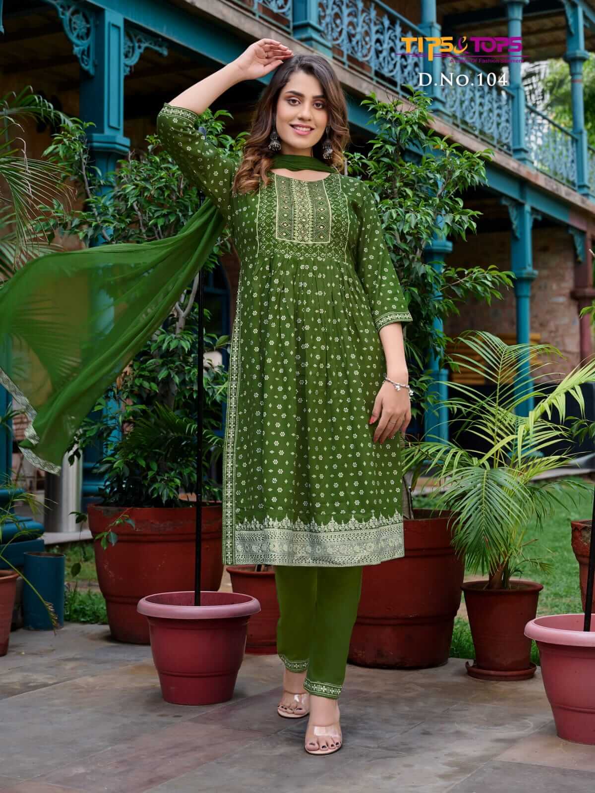 Tips Tops Label Naira Cut Kurti with Pant and Dupatta collection 4