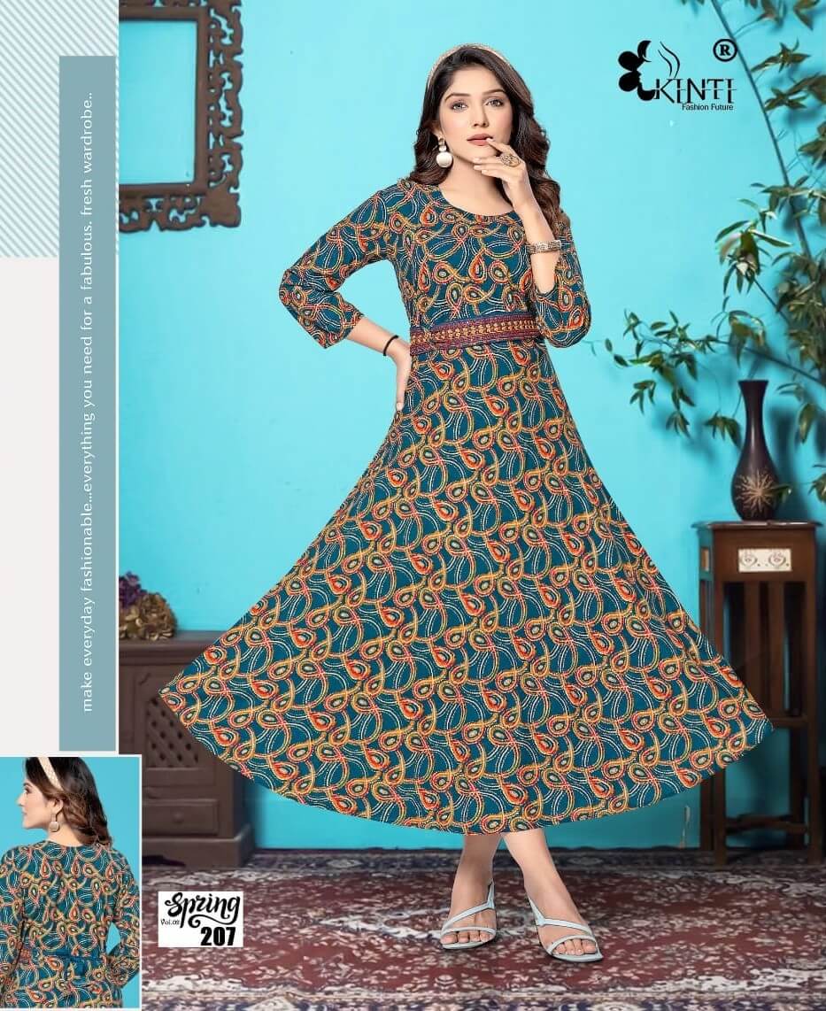 Kinti Spring vol 2 Rayon Umbrella Cut Kurti Catalog collection 5