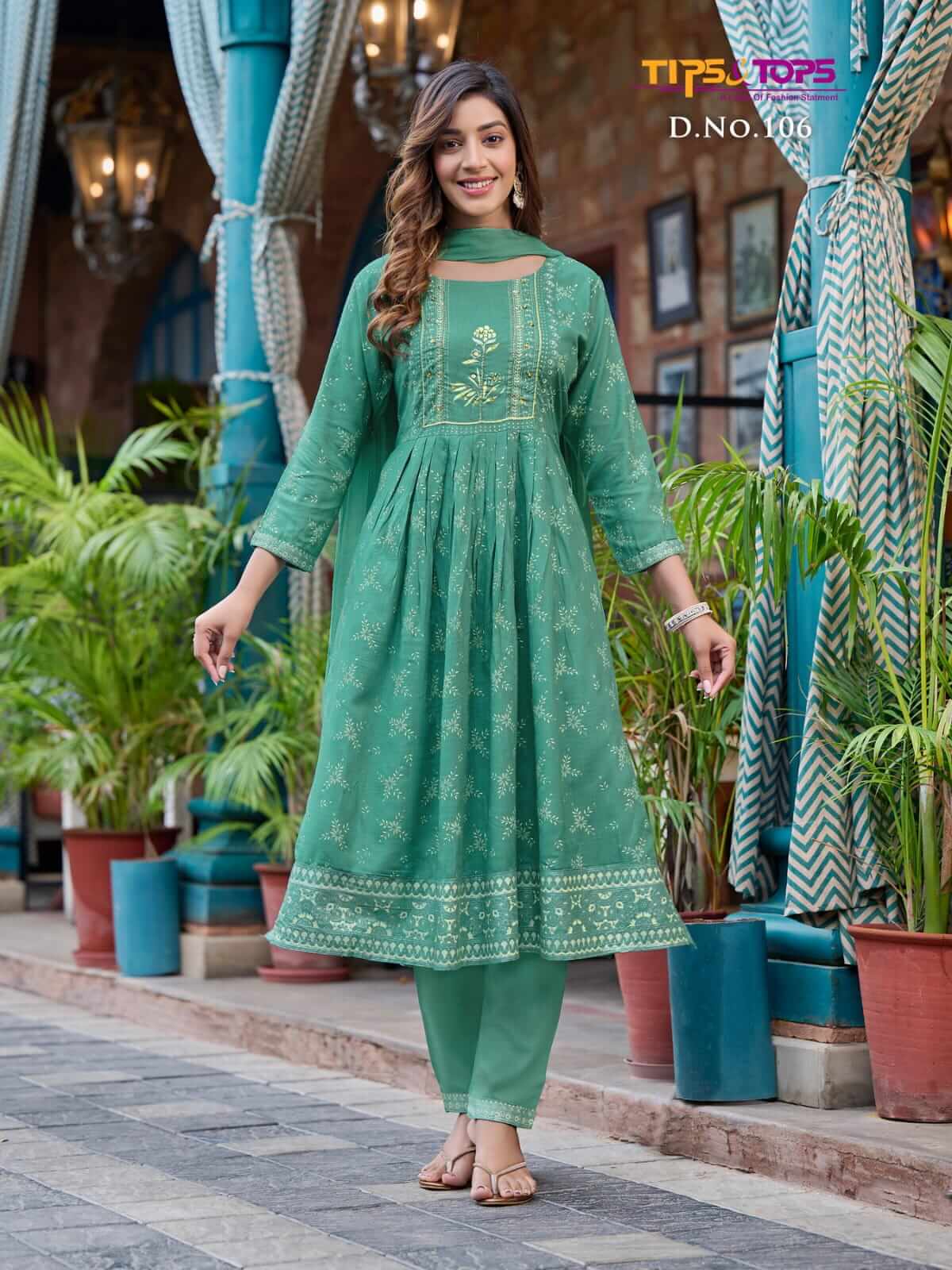 Tips Tops Label Naira Cut Kurti with Pant and Dupatta collection 3