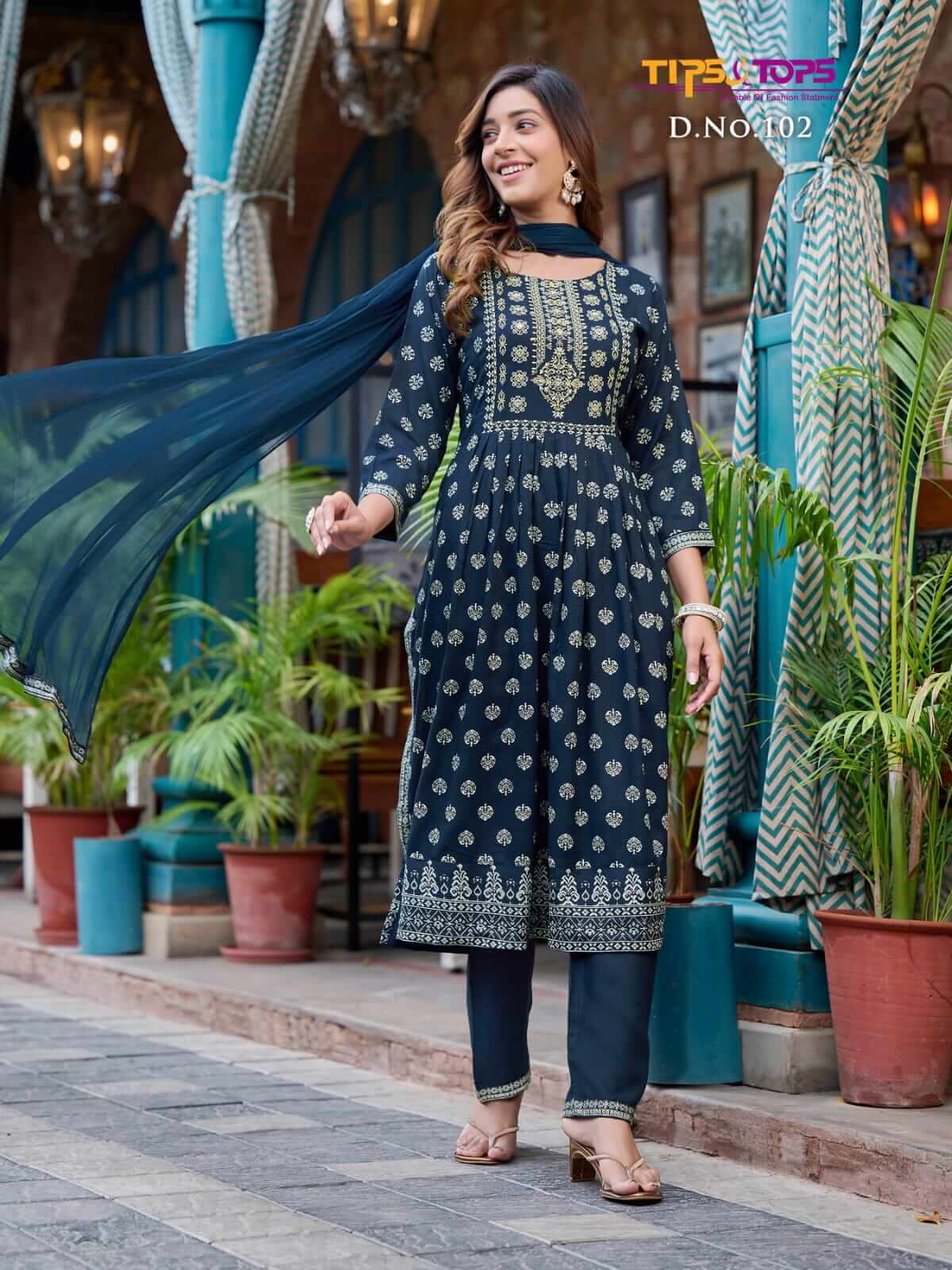 Tips Tops Label Naira Cut Kurti with Pant and Dupatta collection 2