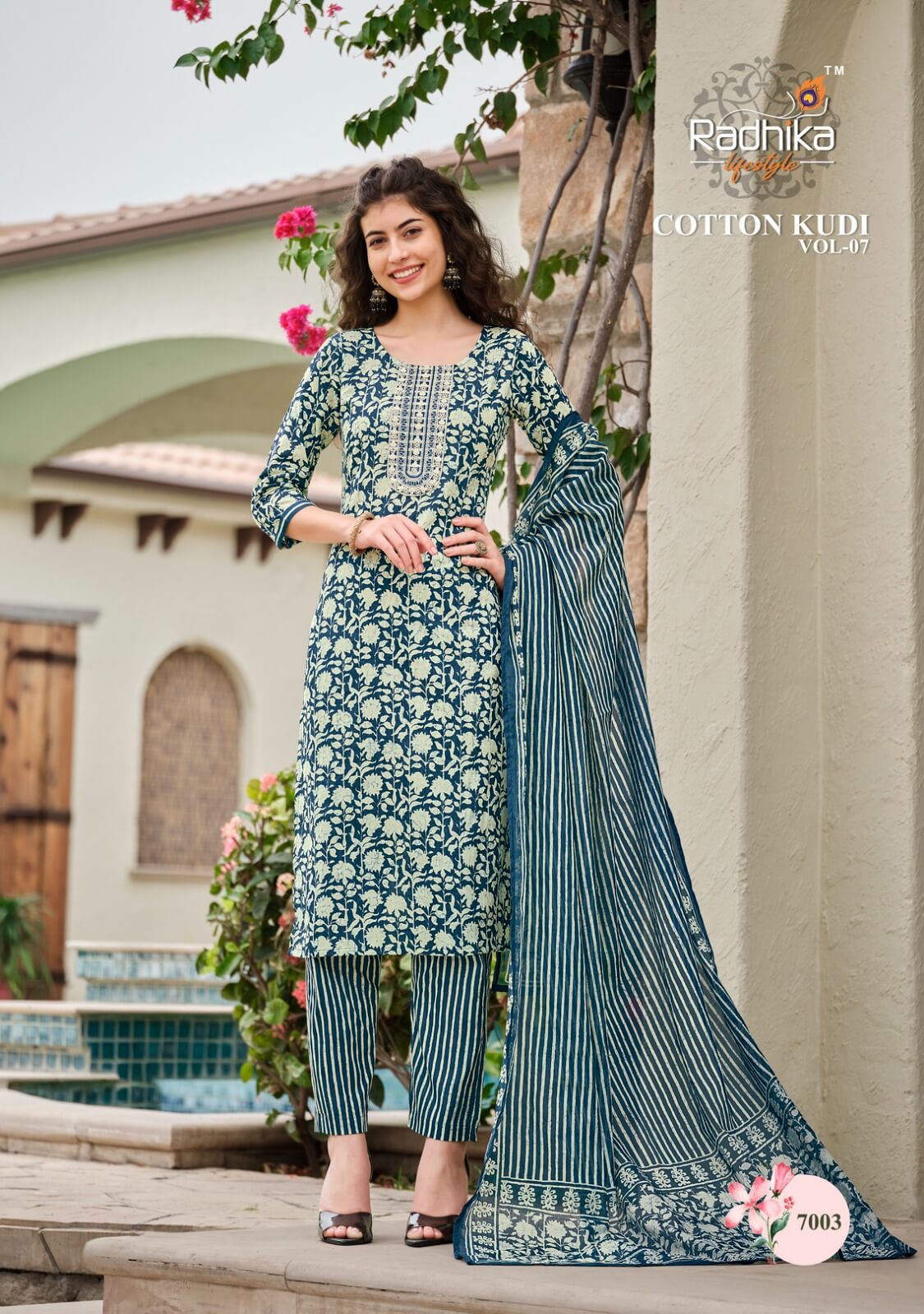 Radhika Lifestyle Cotton Kudi Kurtis with Bottom and Dupatta collection 5