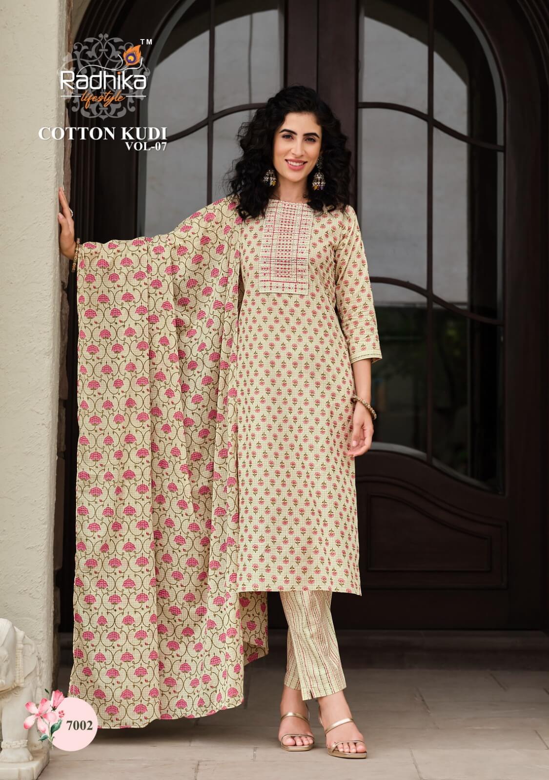 Radhika Lifestyle Cotton Kudi Kurtis with Bottom and Dupatta collection 4