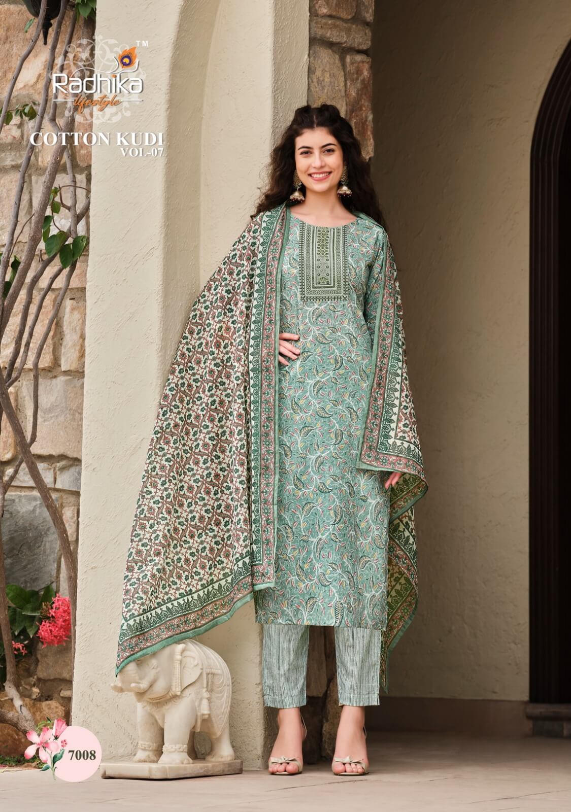 Radhika Lifestyle Cotton Kudi Kurtis with Bottom and Dupatta collection 3