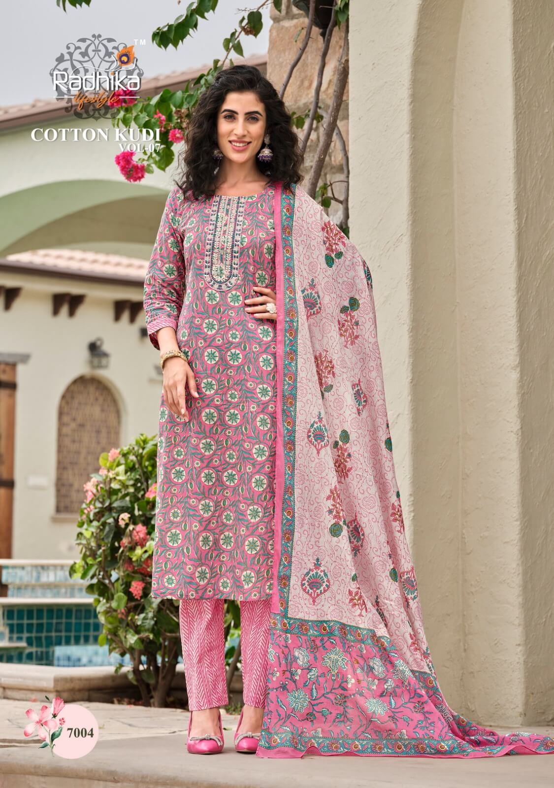 Radhika Lifestyle Cotton Kudi Kurtis with Bottom and Dupatta collection 10