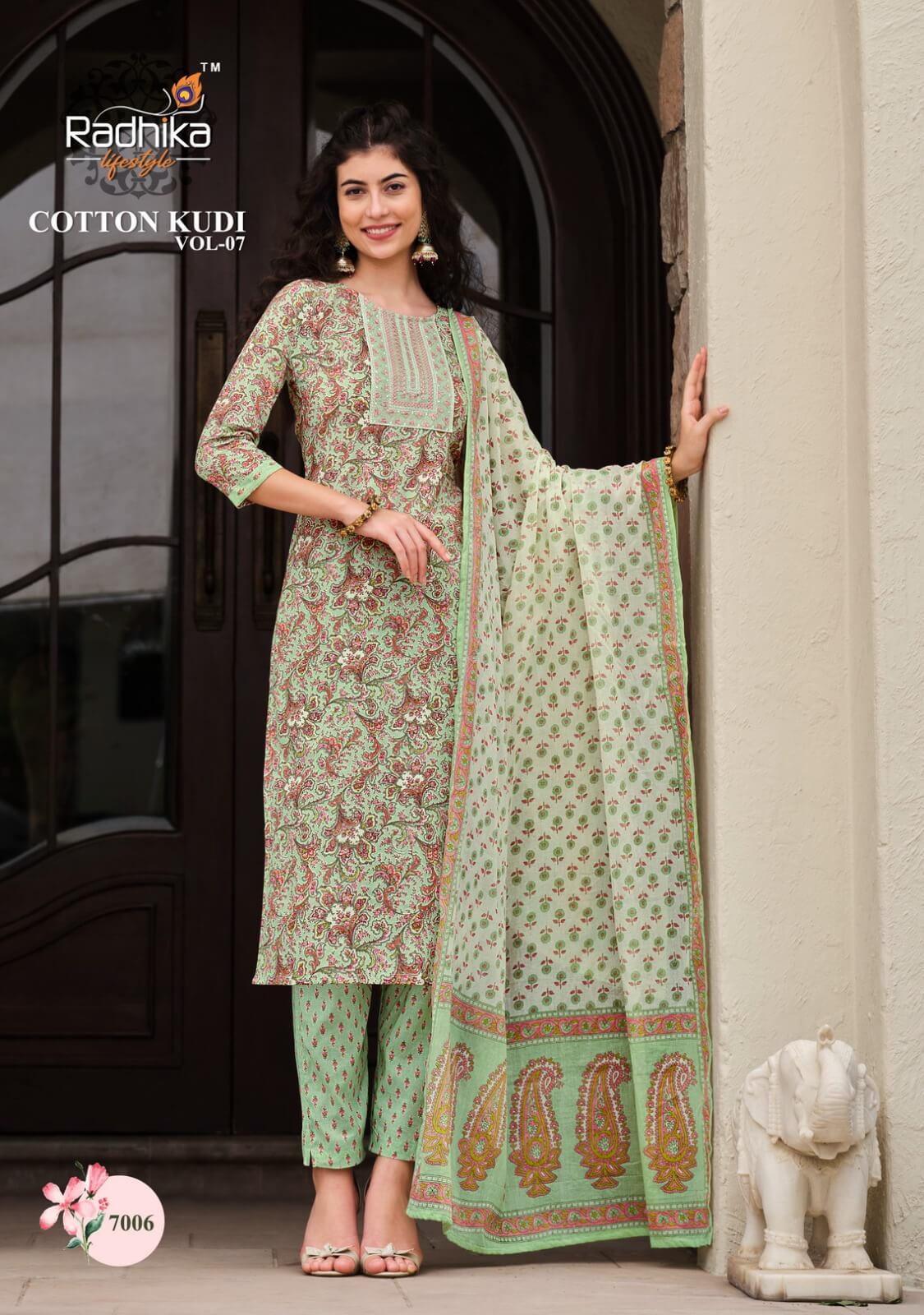 Radhika Lifestyle Cotton Kudi Kurtis with Bottom and Dupatta collection 9