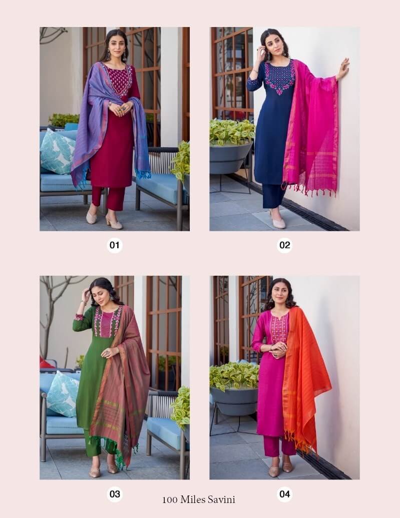 100 Miles Savini Kurti with Pant and Dupatta collection 6