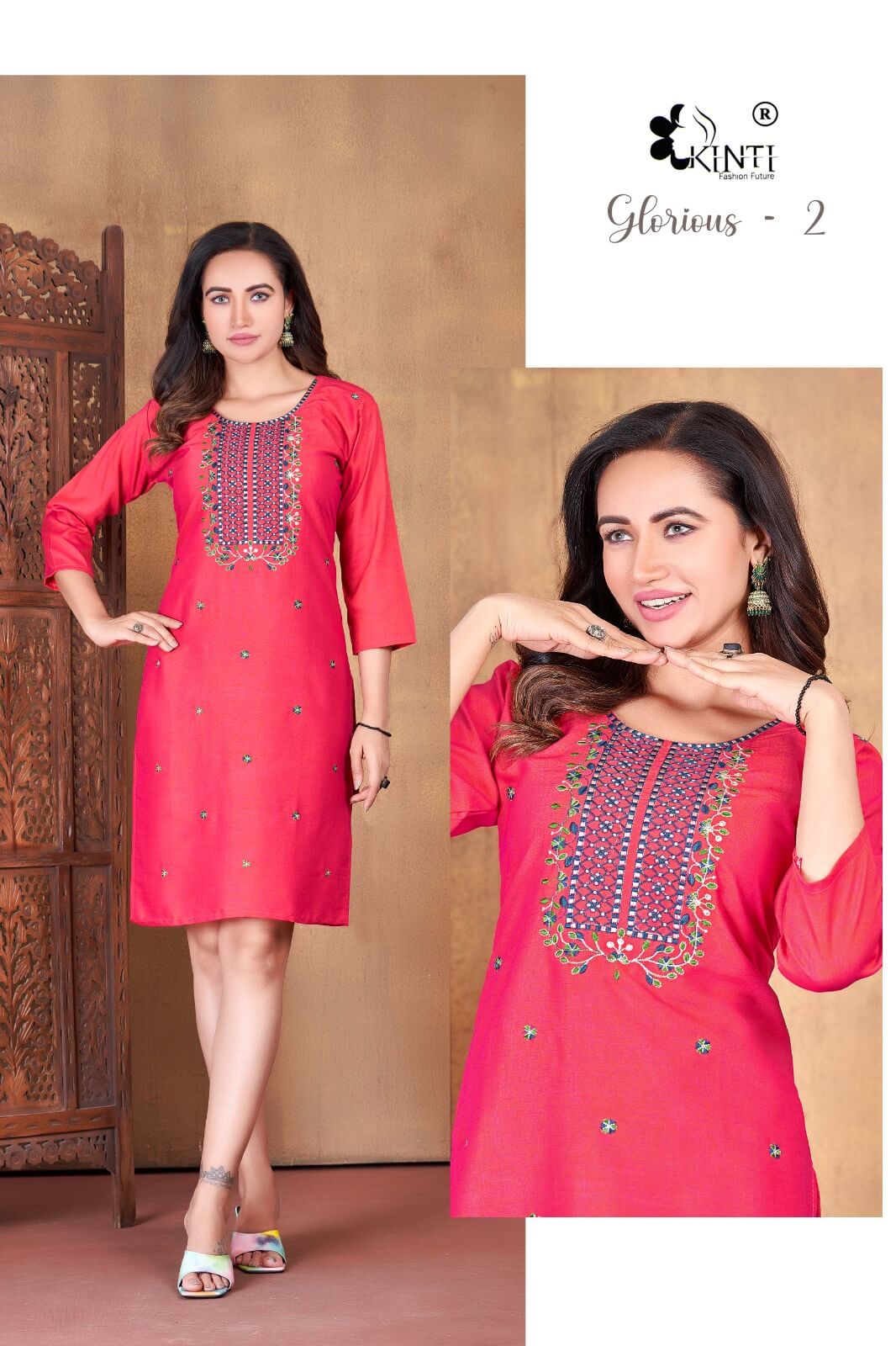 Kinti Glorious vol 2 Straight Cut Kurti Catalog collection 4