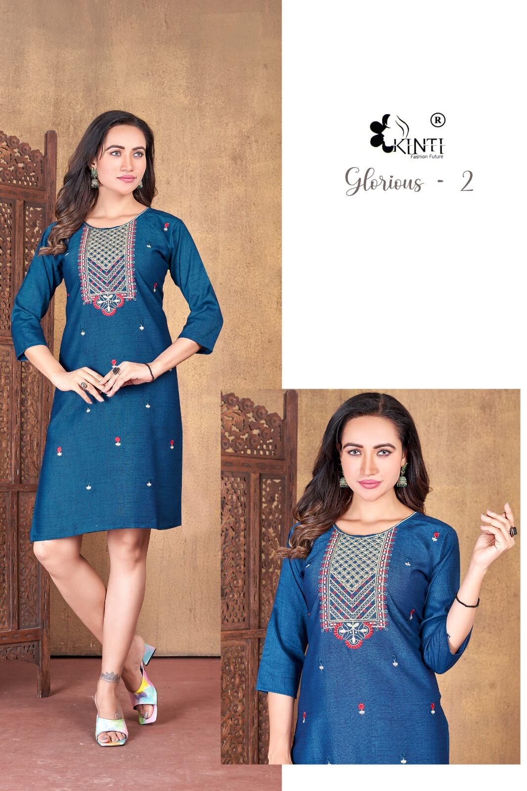 Kinti Glorious vol 2 Straight Cut Kurti Catalog collection 3