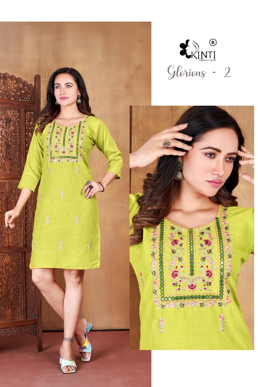 Kinti Glorious vol 2 Straight Cut Kurti Catalog collection 1