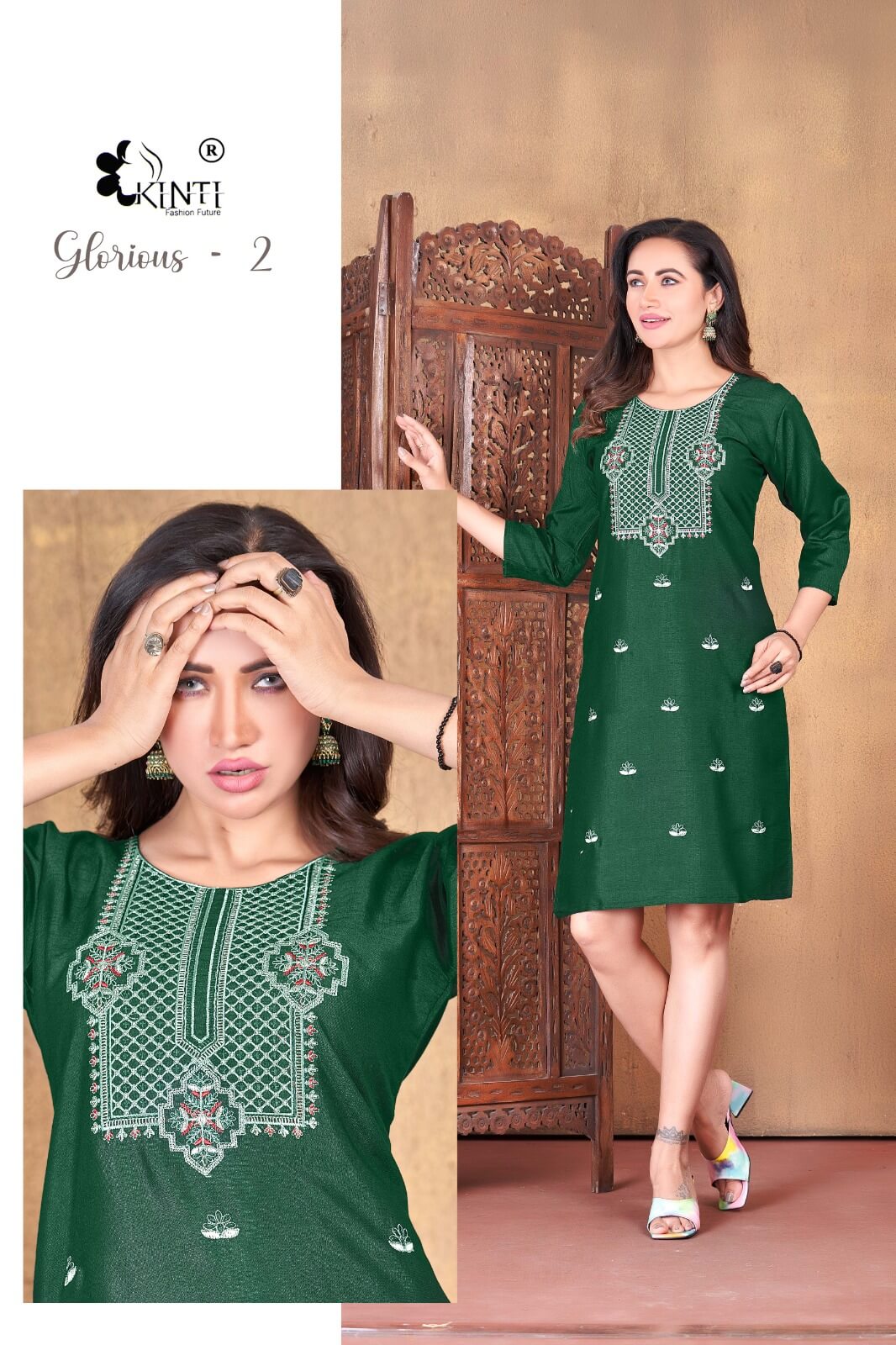 Kinti Glorious vol 2 Straight Cut Kurti Catalog collection 8