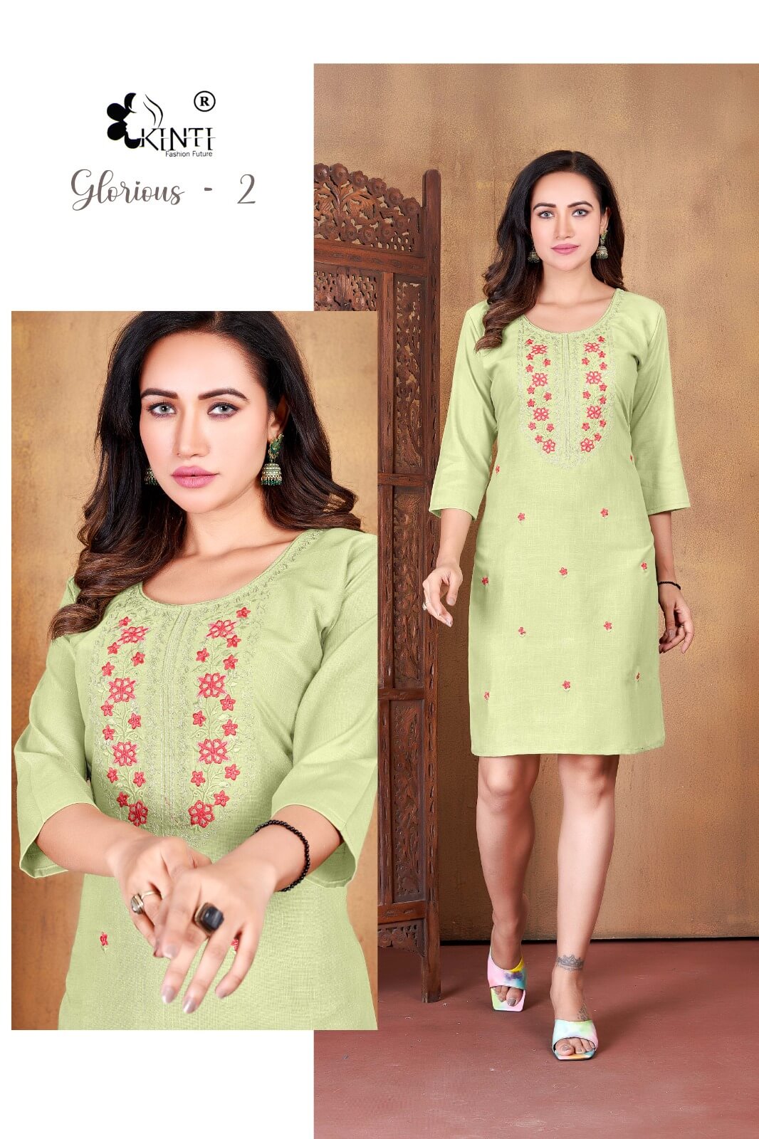 Kinti Glorious vol 2 Straight Cut Kurti Catalog collection 9