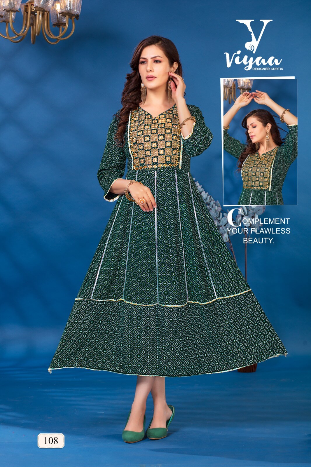 Viyaa Designer Bandhej Vol 1 Anarkali Kurti Catalog collection 8