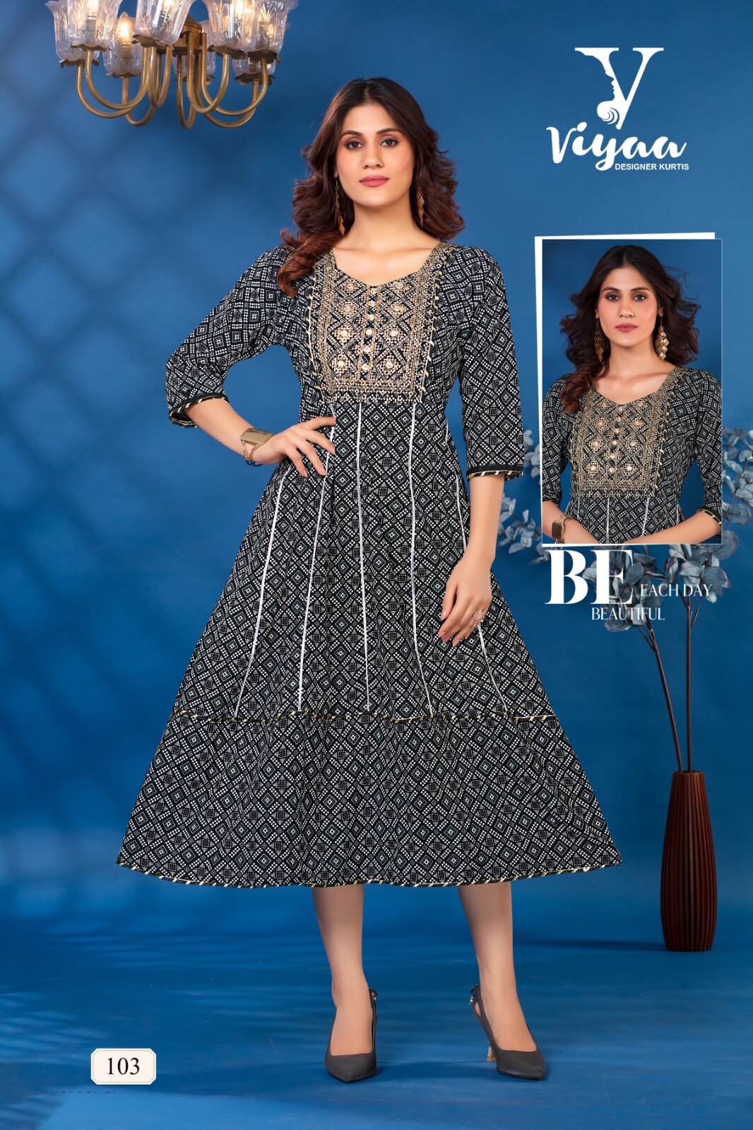 Viyaa Designer Bandhej Vol 1 Anarkali Kurti Catalog collection 5