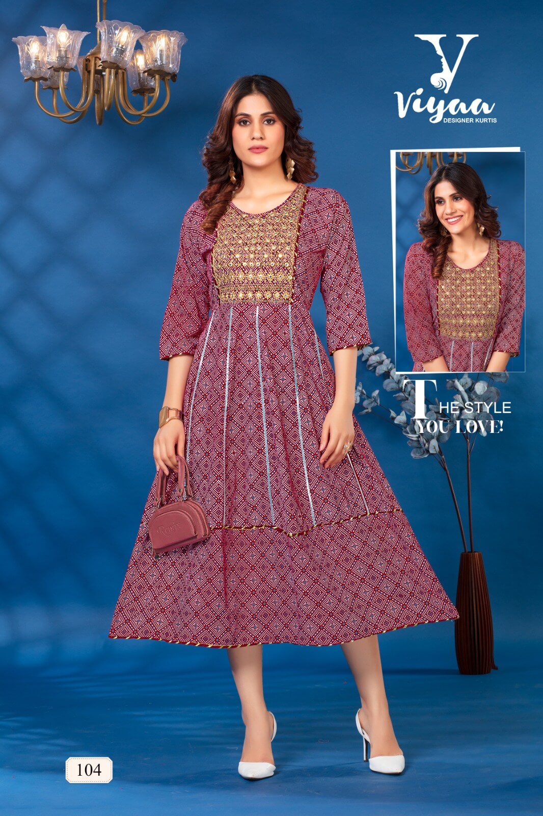 Viyaa Designer Bandhej Vol 1 Anarkali Kurti Catalog collection 1