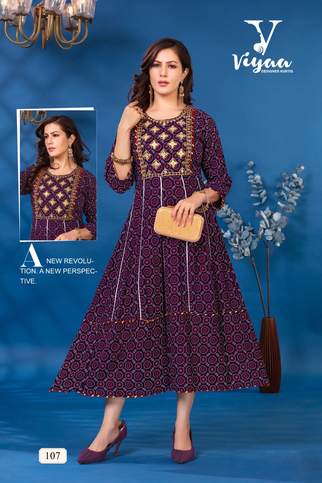 Viyaa Designer Bandhej Vol 1 Anarkali Kurti Catalog collection 4