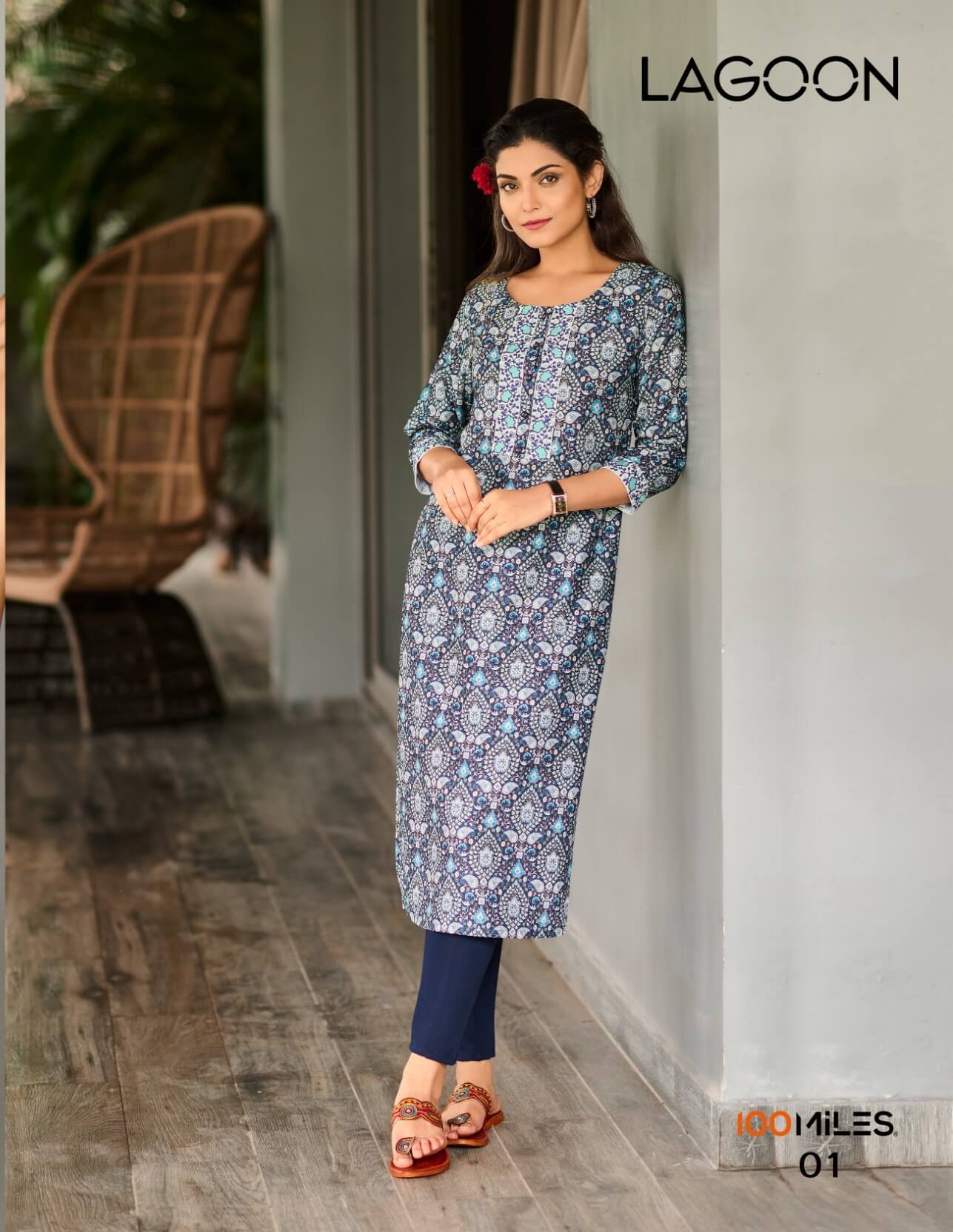 100Miles Lagoon Printed Kurti Catalog collection 3