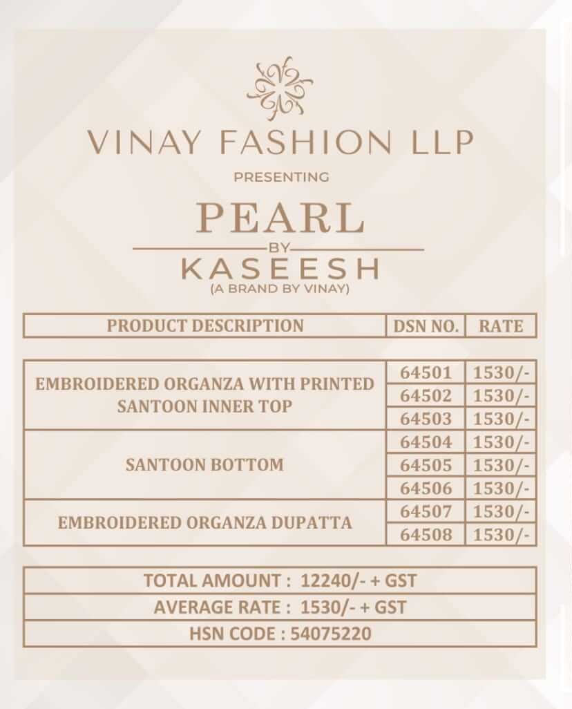 Vinay Pearl Designer Party Wedding Dress Material Catalog collection 15